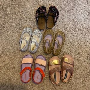 Lot of (5) Mini Melissa and Birkenstock Toddler Girls Shoes Sandals Size 10